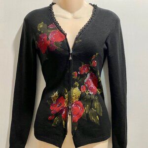 Stizzoli Office Siren Whimsigoth Artsy Bohemian Capsule Zip Up Cardigan EU 44 M